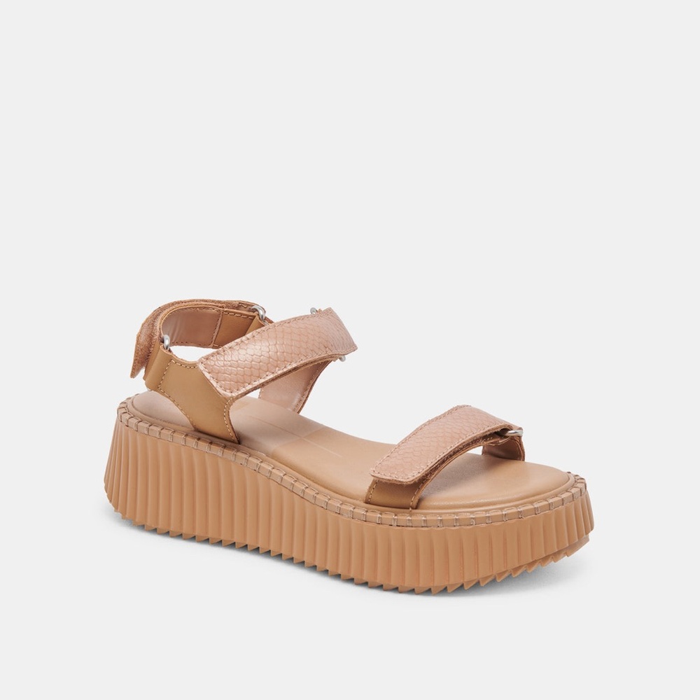 Dolce Vita Debra Sandals in Embossed Toffee Tan Platform Sandals, Size 7.5 - Picture 5 of 17